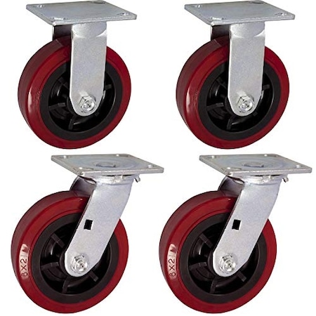 Casterhq 6"x2" Heavy Duty Caster-2 Swivel Casters and 2 Rigid Caster, PK4 NE-018P-IHN1
